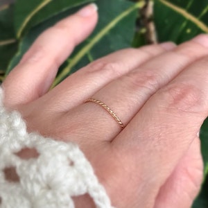 Gold filled twist ring. Golden braided ring band. Alternative wedding rings for women. Nautical jewelry sailing gift for her. Rope ring.