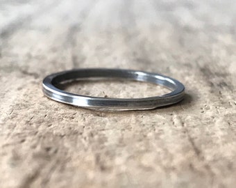 Oxidized silver ring. Sterling Silver Square Ring, Square Band, Sterling Silver Ring Band, Thin Ring, Silver Band, Stacking Rings