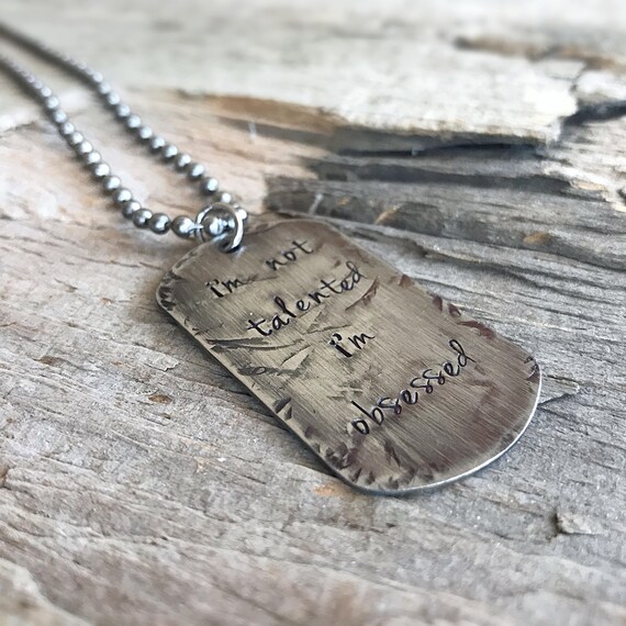 Personalized Dog Tag Necklace Distressed Stainless Steel Custom Dog Tag Rugged Jewelry Bohemian Jewelry. Boyfriend Necklace. Etsy