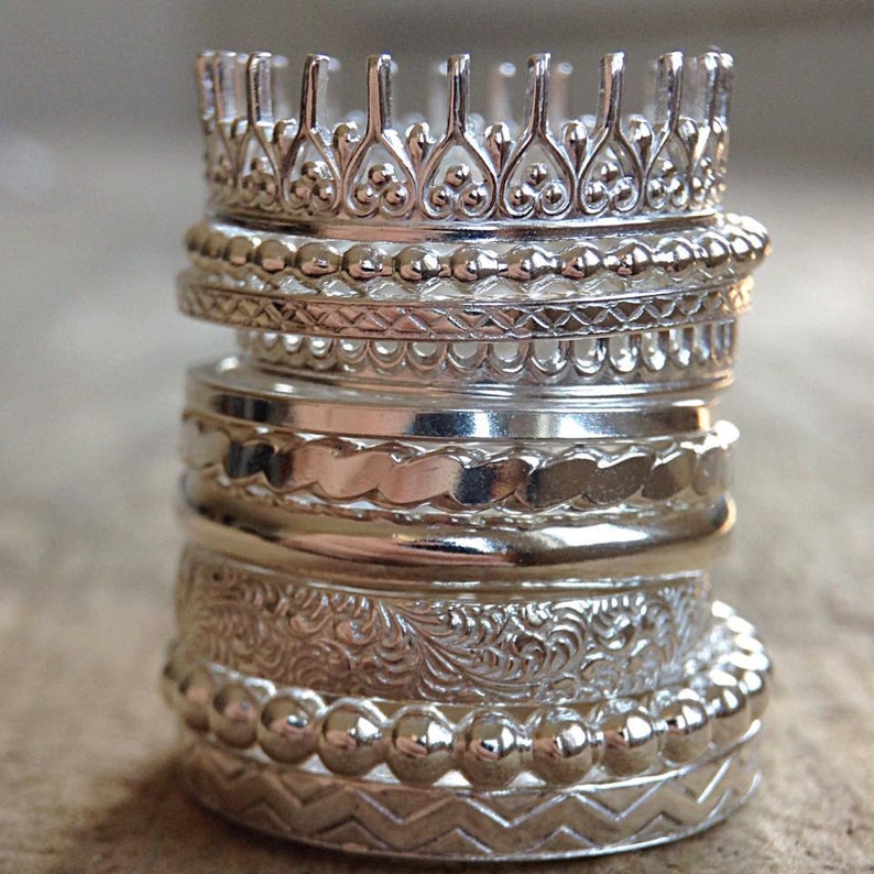 Stacking Rings Sterling Silver Ring BFF Thumb Rings For Women Gifts For Her Sister Gift Geometric Ring
