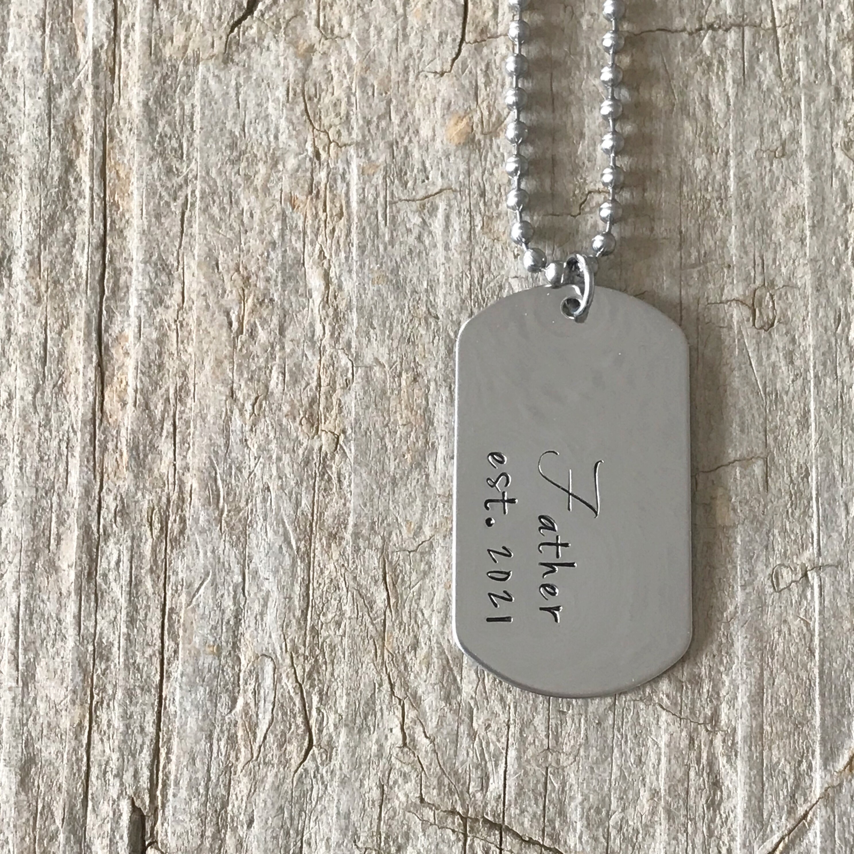 Engraved Dog Tag Necklace Custom Necklace for Men 1st Anniversary