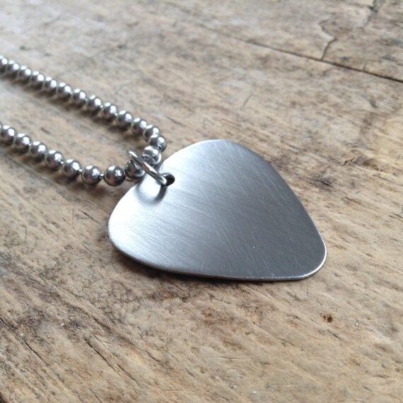 Guitar Pick Necklace for Boyfriend. Brushed Stainless Steel Necklace for Electric Guitar Musician. Waterproof Jewelry Personalized Gifts. Etsy