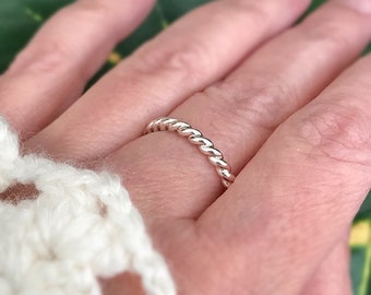 Rope Ring, Thick Twist Ring, Sterling Silver Rings For Women, Stackable Ring, Minimalist Jewelry, Bohemian Ring, Nautical, Stacking Rings