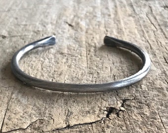 Thick Bangle, Rustic Cuff, Solid Silver Cuff, Cuff Bracelet Men, Cuff For Men, Bracelet Homme, Sterling Silver, 24g (.8oz), 4mm Wide