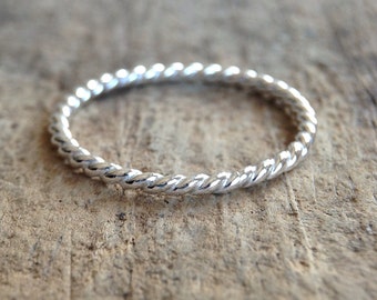 Twist Ring, Twisted Rope, Sterling Silver Ring, Nautical Gift, Rings For Women, Promise Ring, Nautical, Boho, Stacking Rings