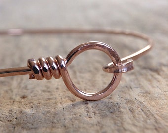 Rose gold bracelet for women. Equestrian gifts for her. Hook bracelet femme boho jewelry.  Stackable rosegold modern bangle.