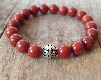 Men's Mala Bracelet, Bali Bracelet, Sterling Silver Bead, Men's Bracelet, 10mm Beads