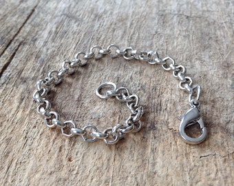 Rolo chain necklace extender with lobster clasp.  Rhodium plated extender chain for strung jewelry.