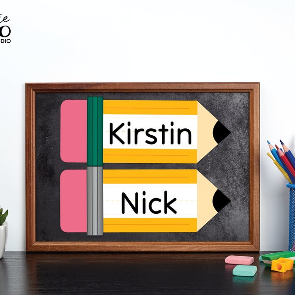 Back to School - Desk Name Tags - Cubby Tags - For the Classroom- Classic Yellow Pencils (Digital Download)