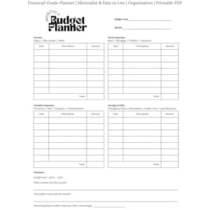 Monthly Budget Planner Printable | Income & Expense Tracker | Simple Budget Sheet PDF | Finance Tracker | Instant Download
