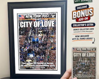 New York Knicks 2026 City of Love Championship Parade Newspaper Print | Framed Sports Memorabilia | Knicks Fan Gift