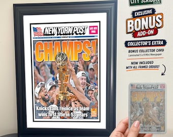 New York Knicks 2026 Champs! Championship Newspaper Print | Framed Sports Memorabilia | Knicks Fan Gift