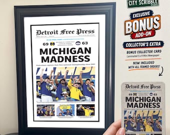 Michigan Wolverines 2026 Basketball Championship Newspaper Print | Framed Sports Memorabilia