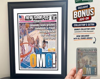 New York Knicks 2026 OG Anunoby Game Winner “OMG!” Newspaper Print | Framed Sports Memorabilia | Sports Fan Gift