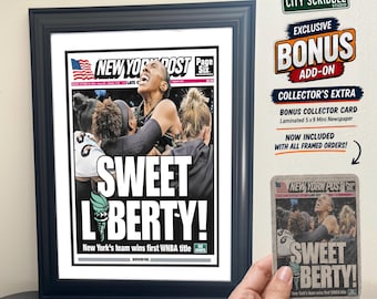 New York Liberty 2024 Sweet Liberty! Championship Newspaper Print | Framed Sports Memorabilia
