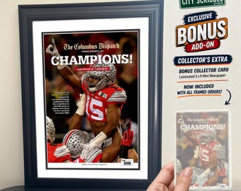 2014 Ohio Buckeyes Championship Newspaper Print | Framed Sports Memorabilia | Ohio Buckeyes Fan Gift