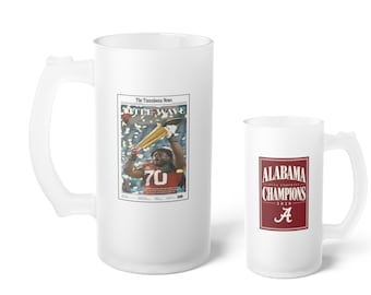 2020 Alabama Football Champions Frosted Beer Mug | 16 oz Newspaper Glass Mug