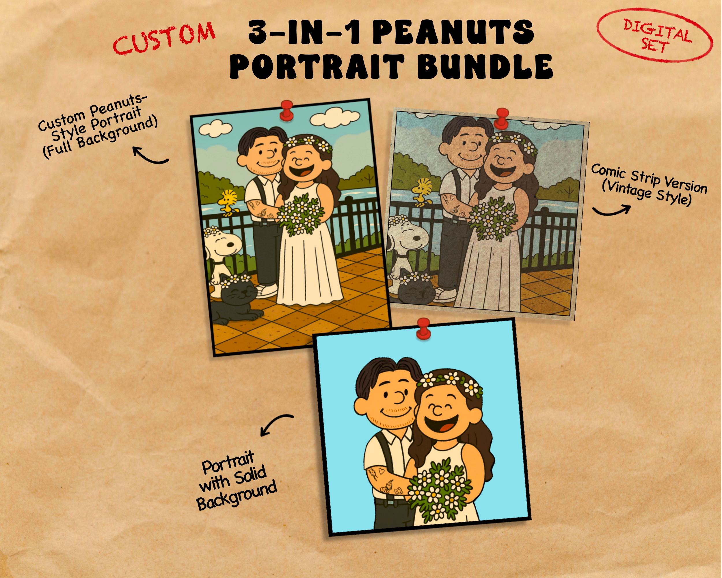 Peanuts Style Guide Custom Peanuts Style Portrait Snoopy Cartoon Family or Pet Drawing ...