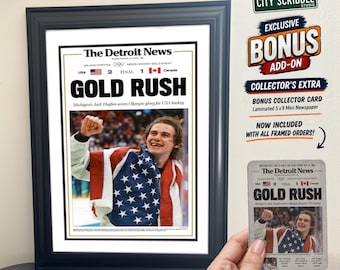 2026 USA Men’s Hockey Olympic Gold Rush Newspaper Print | Detroit News | Framed Sports Memorabilia
