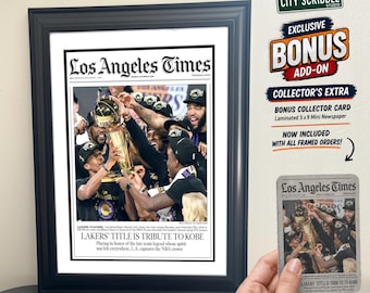 2020 Los Angeles Lakers Kobe Tribute Championship Newspaper Print | Framed Sports Memorabilia