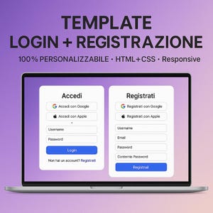 Template di Autenticazione Moderno | Login & Registrazione con Google e Apple | UI/UX Design in Italiano | Web Developer Resource