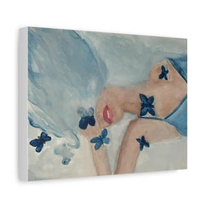 Blue Butterflies Watercolor Canvas Art Print: Modern Home Decor