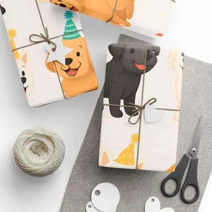 Rolka papieru do pakowania, uroczy wzór szczeniaka dla miłośników psów, opakowanie na prezenty dla dzieci, urodziny, Boże Narodzenie, baby shower, dekoracje świąteczne, rękodzieło DIY