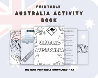 Libro de actividades de Australia: Libro para colorear y actividades educativas para niños (Descarga digital)
