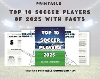 2025 Soccer Stars Coloring Book: Player Facts (Digital Download)