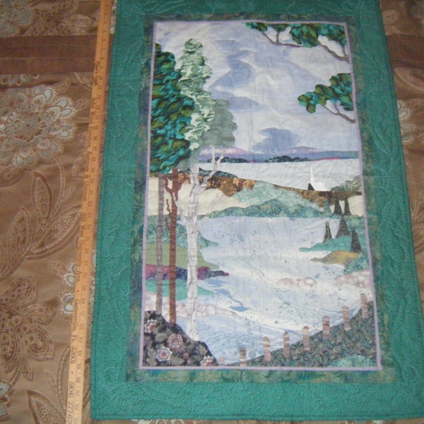 handsewn-39in.x25in. Summer Bonny Kaster-quilted wall hanging