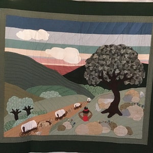 On the wagon trail.. handmade fabric wall art