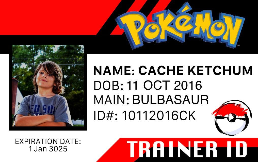 Custom Pokemon Trainer ID Card - Personalized Cosplay Gift - Etsy