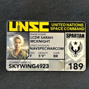 Carte d'identité spartiate - personnalisable, cosplay, UNSC, Master Chief, HALO