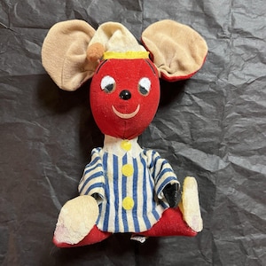 Dakin dream pets midnight Sleepy Mouse 731 red 1950s vintage stuffed hard plush