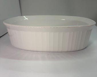 Corning Ware French White F-2-B 2,8 Liter Oval Auflaufform gerippt Ohne Deckel