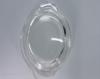 Pyrex P-14-C Clear Glass Oval Casserole Lid Tab Handles Vintage