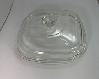Pyrex Klarglas quadratische Kasserolle Deckel A12C Ersatz 10-Zoll-runden Knopf