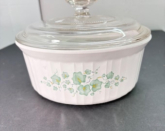 Corning Ware English Ivy French White 1.6L Round Casserole Dish F-5-B with Lid