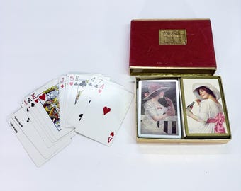 1985年製 ヴィンテージ コカ・コーラ コングレス トランプ ダブルデッキ レッドベルベットボックスセット