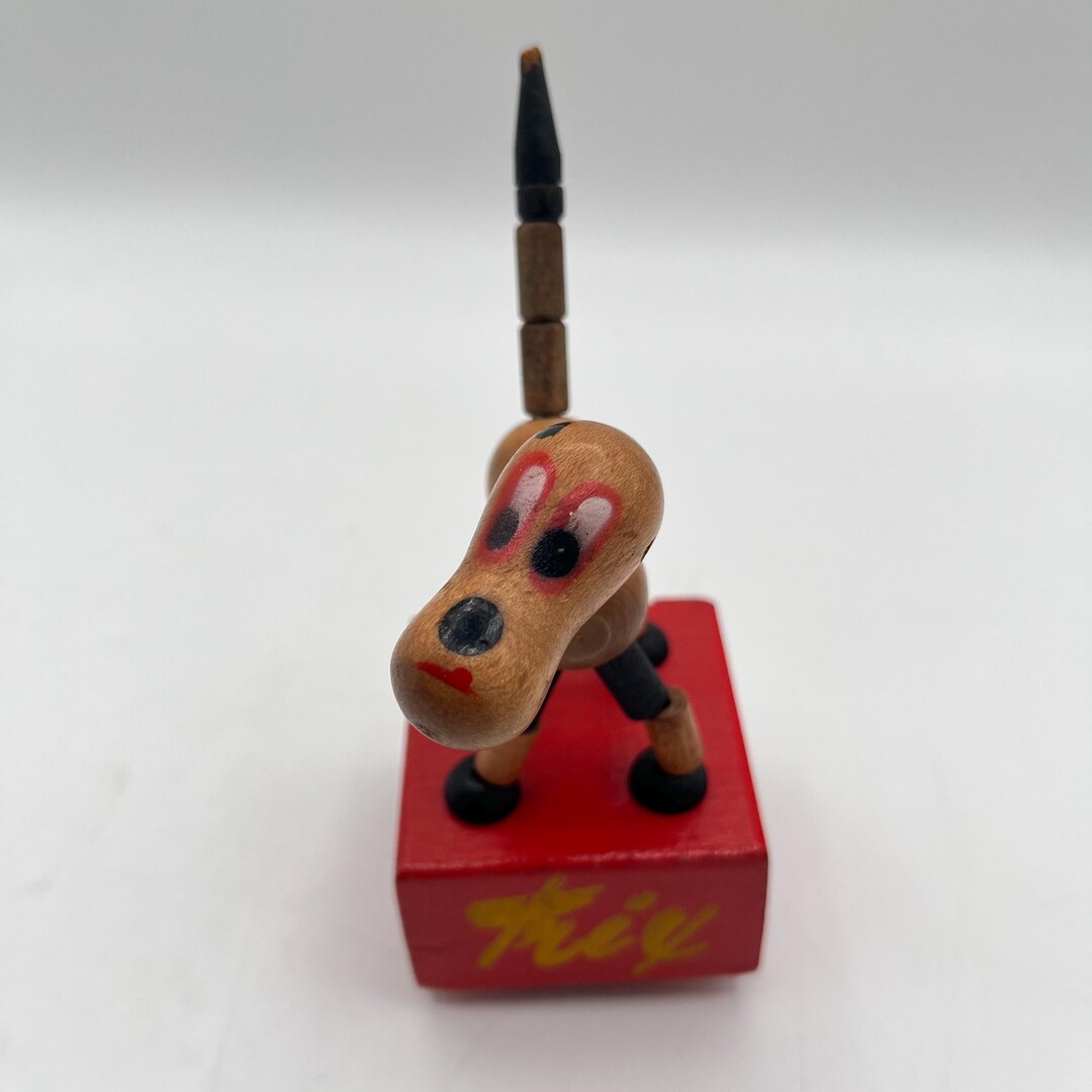 Trix Rabbit Puppets Vintage Pop up Puppet 1940s Trix the Dog Wooden Dancing Push Button Toy ...