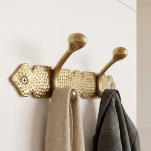 handcrafted  Solid Brass Hook, Textured Wall Mounted Coat and Towel Hook