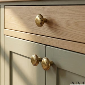 Solid Brass Cabinet Knobs Organic Textured Design Set of 2