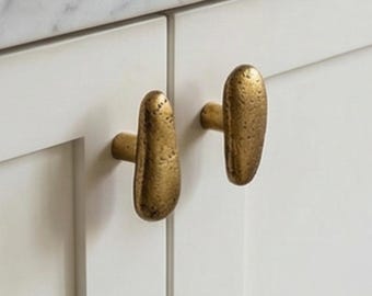 Puxadores de latão artesanais para armários, estilo vintage, conjunto com 2 unidades.