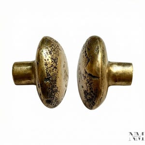 Conjunto de 2 puxadores de armário de latão maciço com design texturizado orgânico imagem 11