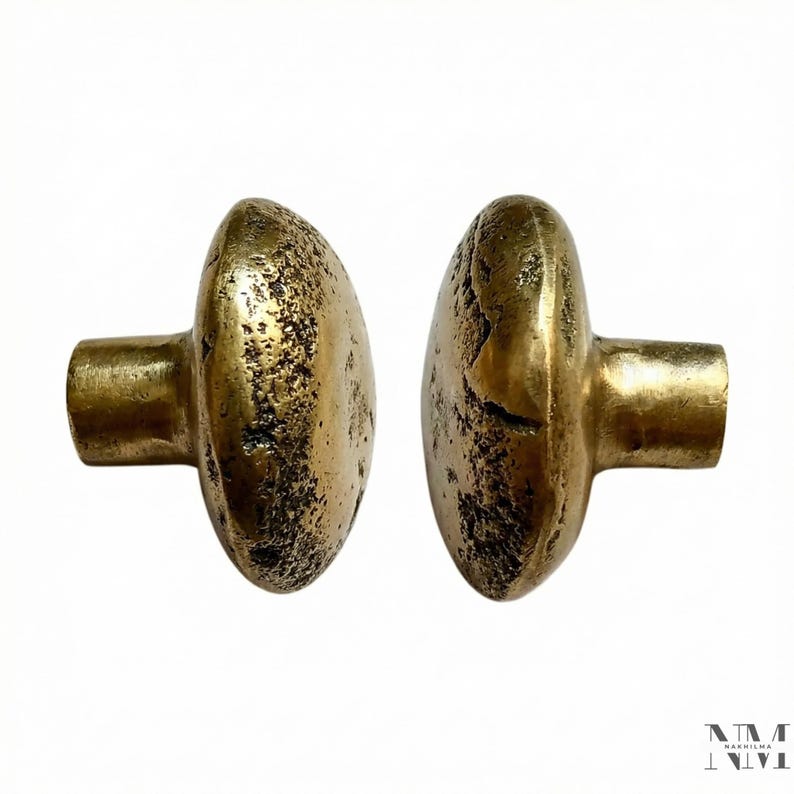 Conjunto de 2 puxadores de armário de latão maciço com design texturizado orgânico imagem 11