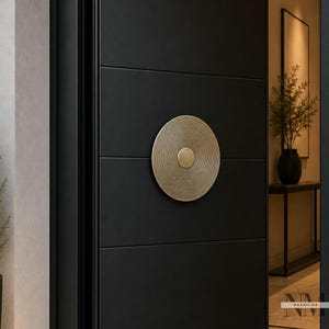 Modern Brass Door Handle, Round Concentric Design, Luxury Front Door Pull
