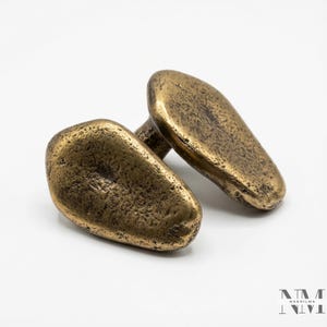 Handcrafted Brass Cabinet Knobs River Stone Inspired Set of 2