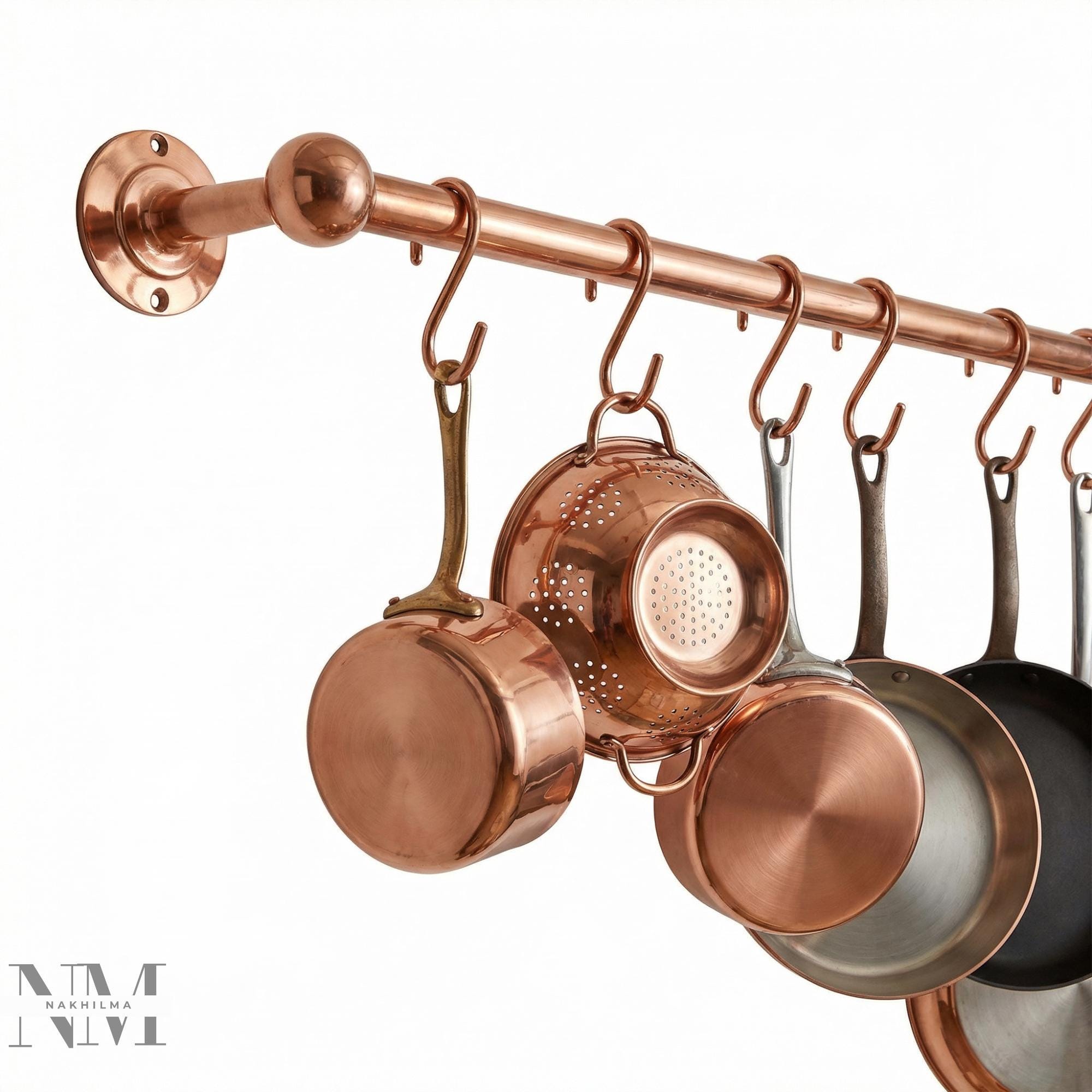 Copper Pot Rack Wall Mount, Kitchen Utensil Hanging Bar With Hooks - Etsy