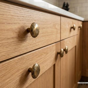 Conjunto de 2 puxadores de armário de latão maciço com design texturizado orgânico imagem 3