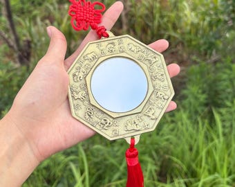 Chinese Brass Bagua Tiger Mirror: Feng Shui Decoration